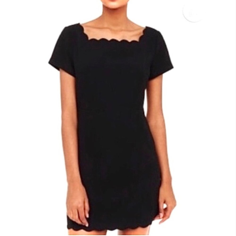 Club Monaco Avaline Black Scalloped Dress